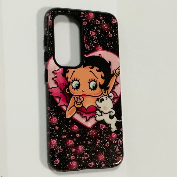 Samsung Galaxy S23 Tough Case - “Betty Boop & Pudgy in Retro Black & Pink” - Picture 2 of 6